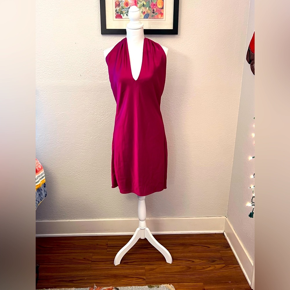 And Now This! Shiny smooth backless, double lined slip dress!